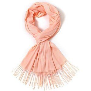 Hot Large Soft Cashmere Silky Solid Shawl Wrap Scarf for Women - Pink Peach